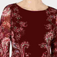 Charter Club Blusa de malha com estampa floral feminina, vermelha, tamanho pequeno e pequeno