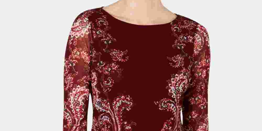 Charter Club Blusa de malha com estampa floral feminina, vermelha, tamanho pequeno e pequeno