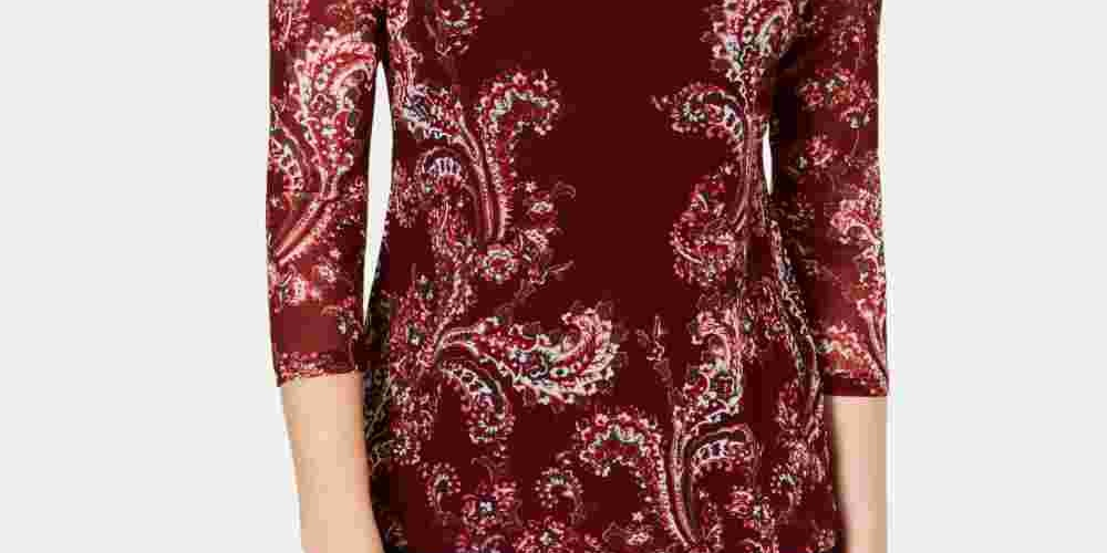 Charter Club Blusa de malha com estampa floral feminina, vermelha, tamanho pequeno e pequeno