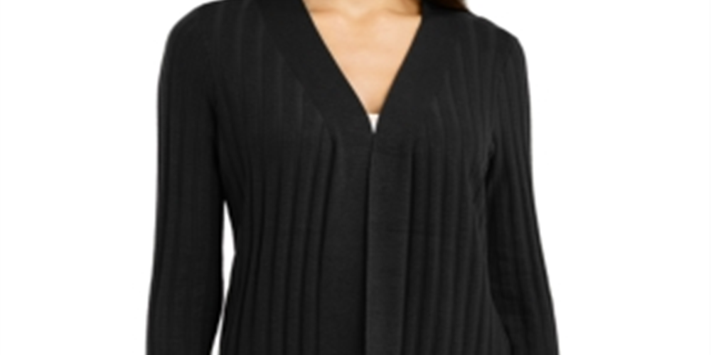 Cardigan canelado feminino Alfani, preto, tamanho pequeno P
