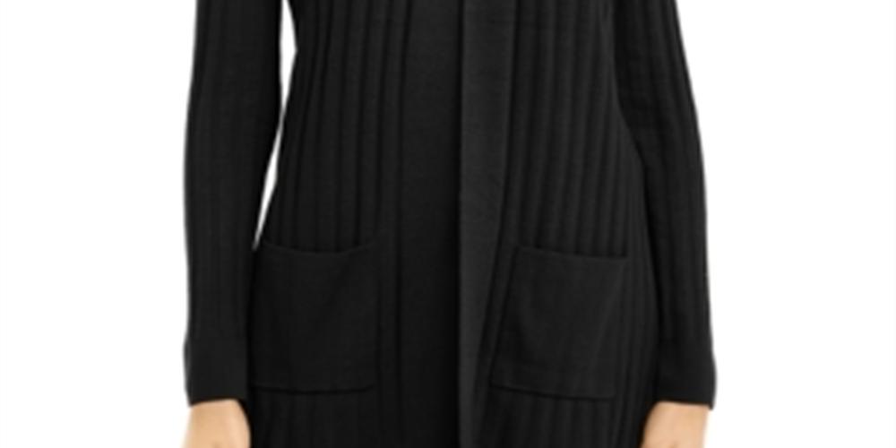 Cardigan canelado feminino Alfani, preto, tamanho pequeno P