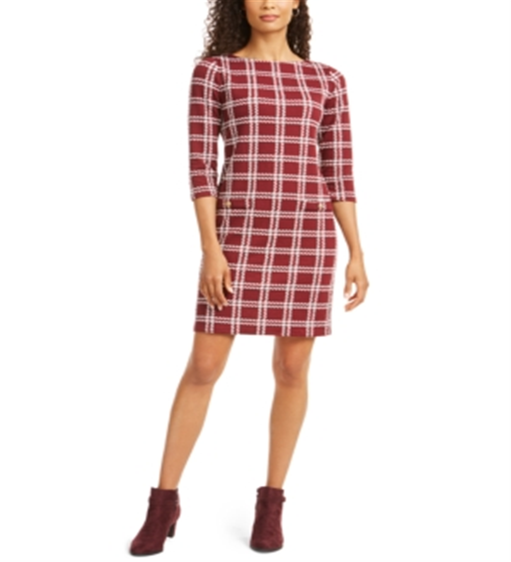 Vestido xadrez feminino Charter Club tamanho Cranberry - Petite G