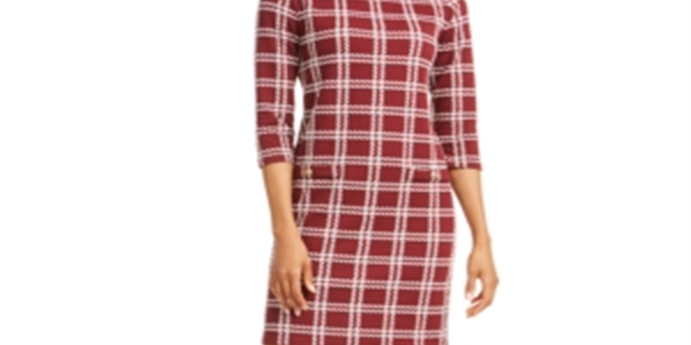 Vestido xadrez feminino Charter Club tamanho Cranberry - Petite G