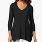 JM Collection Top feminino com decote em V e bainha em lenço, preto, tamanho extrapequeno