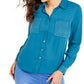 Camisa feminina Thalia Sodi com tachas, azul, tamanho X-G