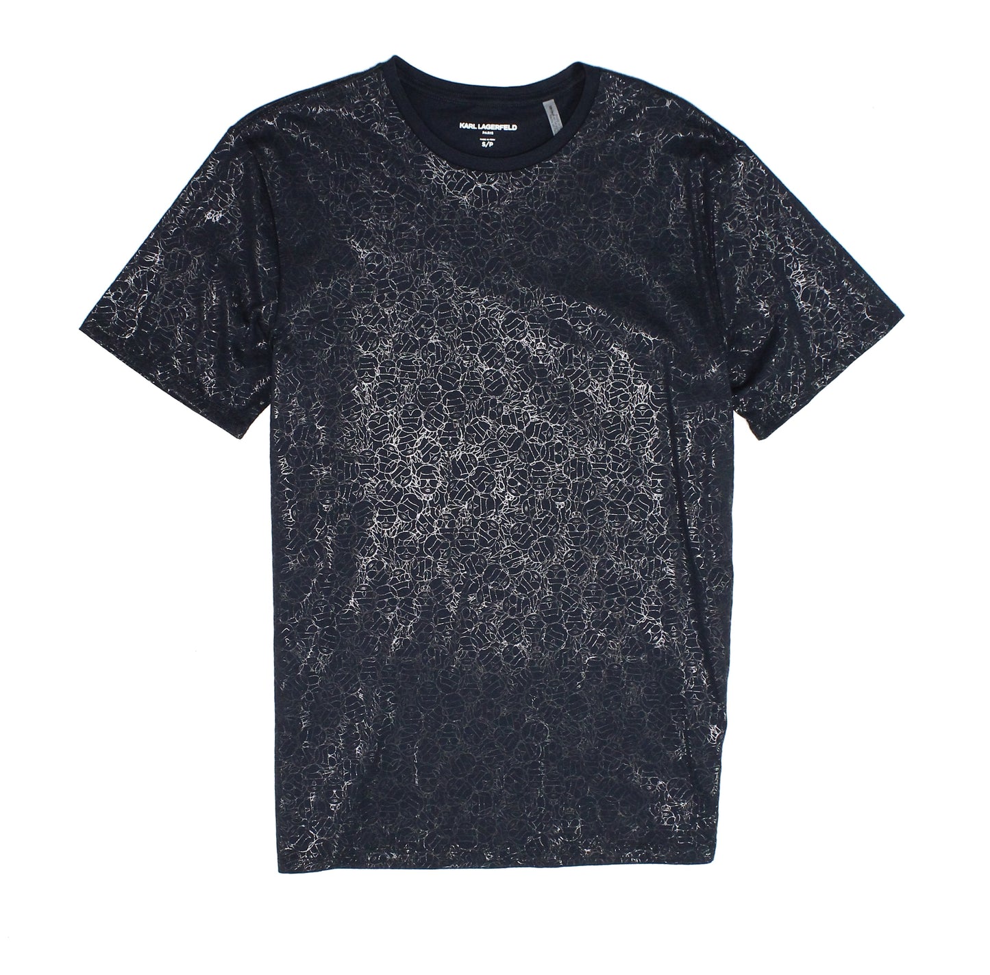 Camiseta masculina Karl Lagerfeld Paris com estampa de desenho animado, azul, tamanho pequeno