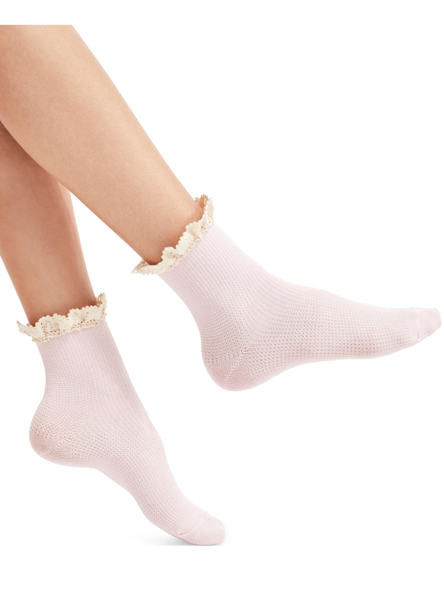 Meias femininas casuais com babados e detalhe de babados, rosa, tamanho único