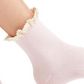 Meias femininas casuais com babados e detalhe de babados, rosa, tamanho único