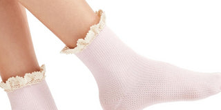 Meias femininas casuais com babados e detalhe de babados, rosa, tamanho único