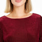 Blusa feminina estampada com manga 3/4 e gola redonda, top de noite, vermelha, tamanho pequeno e pequeno