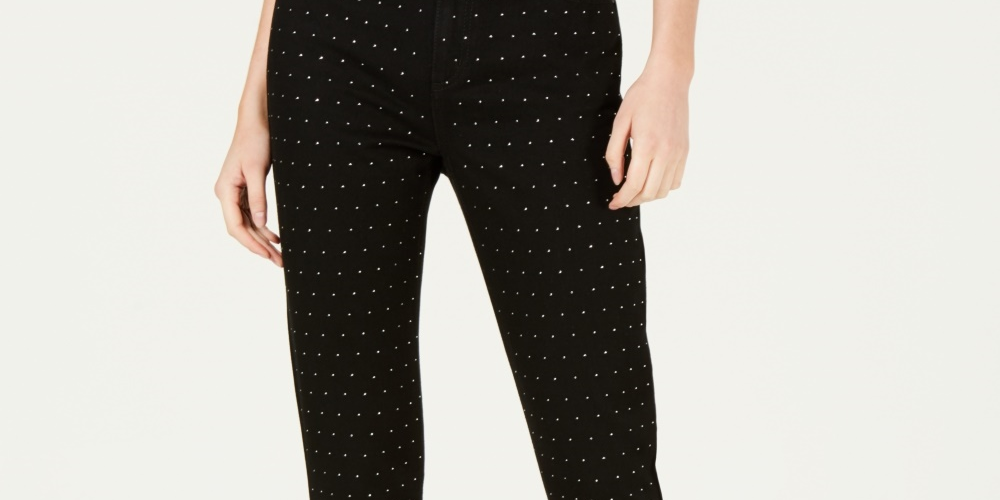 Calça jeans skinny com tachas Rewash Junior's preta tamanho 11