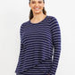 Camiseta de amamentação feminina de manga comprida com ombros caídos A Pea In The Pod, tamanho XS, azul-marinho