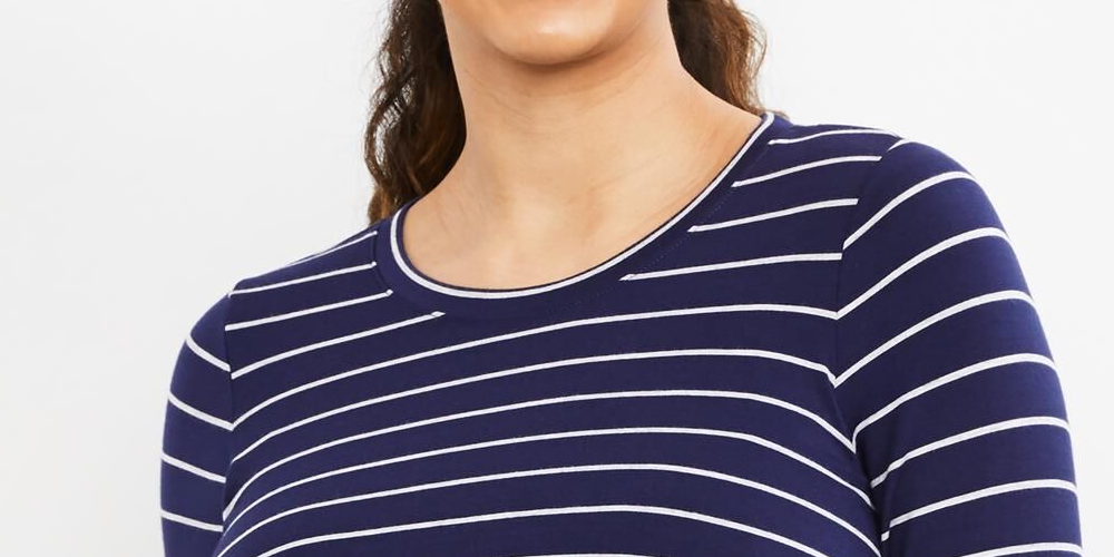 Camiseta de amamentação feminina de manga comprida com ombros caídos A Pea In The Pod, tamanho XS, azul-marinho