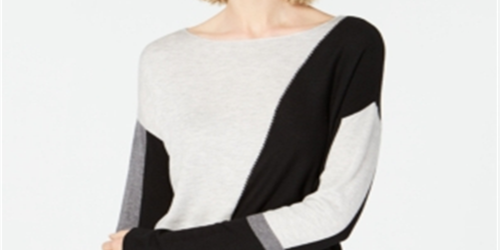 Suéter feminino colorblock da INC International Concepts, cinza, tamanho pequeno GG