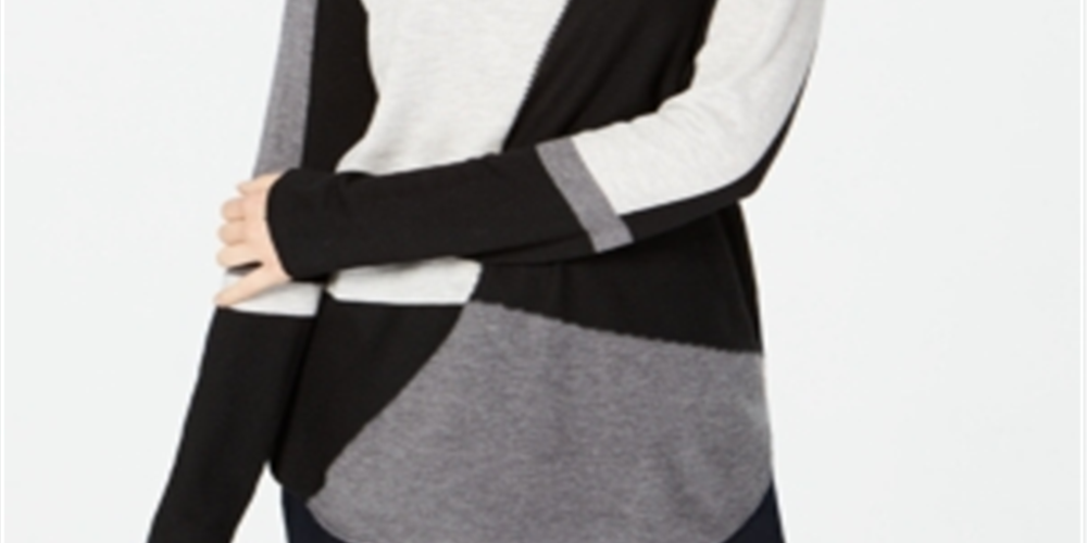 Suéter feminino colorblock da INC International Concepts, cinza, tamanho pequeno GG