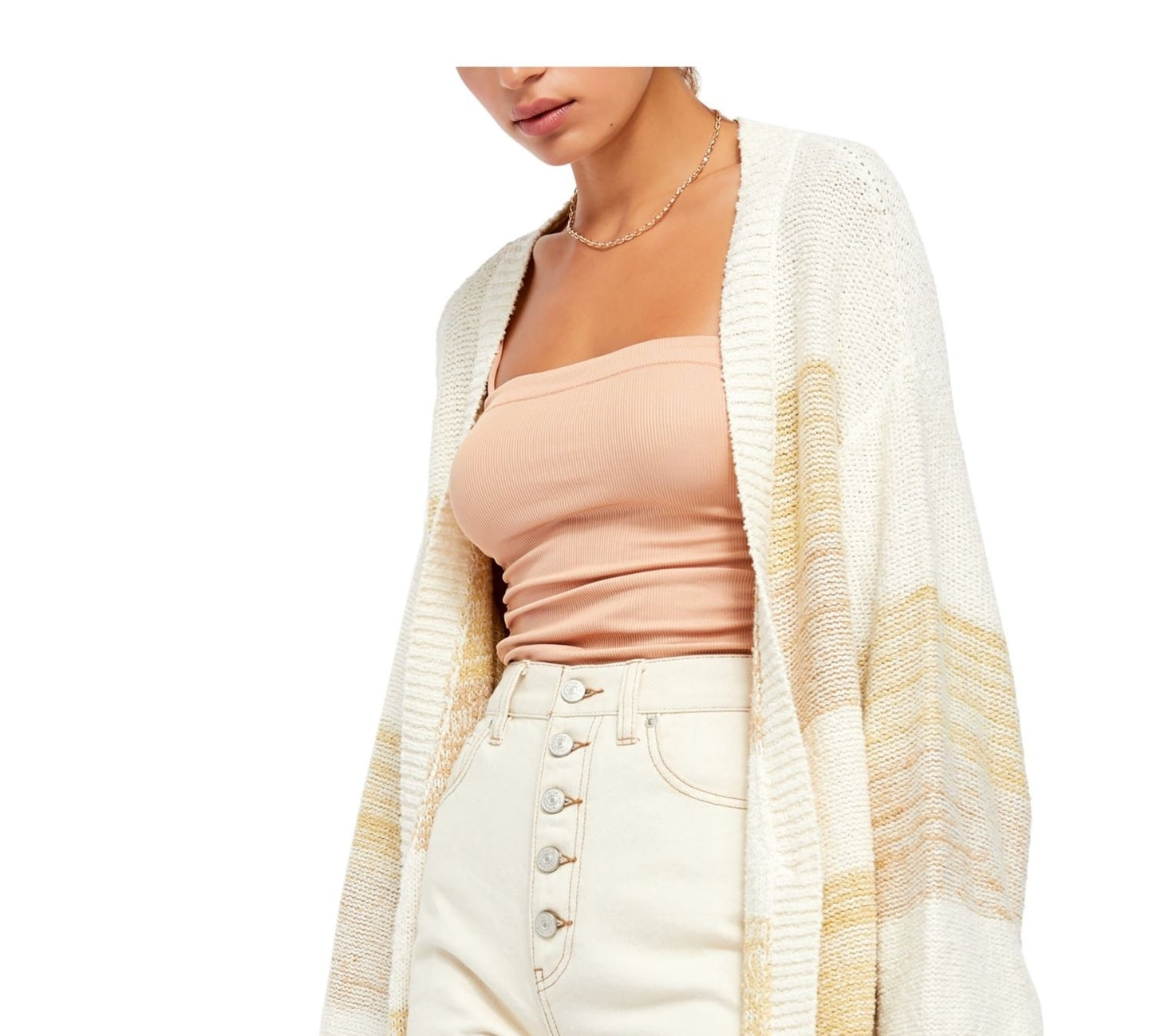 Cardigan Southport Beach Feminino Free People Bege Tamanho X-Grande