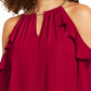 Blusa feminina Thalia Sodi com babados e ombros descobertos, vermelha, tamanho grande