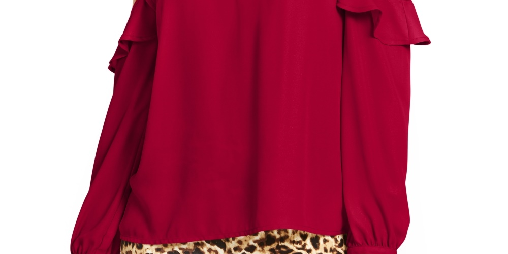 Blusa feminina Thalia Sodi com babados e ombros descobertos, vermelha, tamanho grande