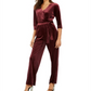 Macacão feminino com cinto NY Collection, tamanho vinho - Petite XS