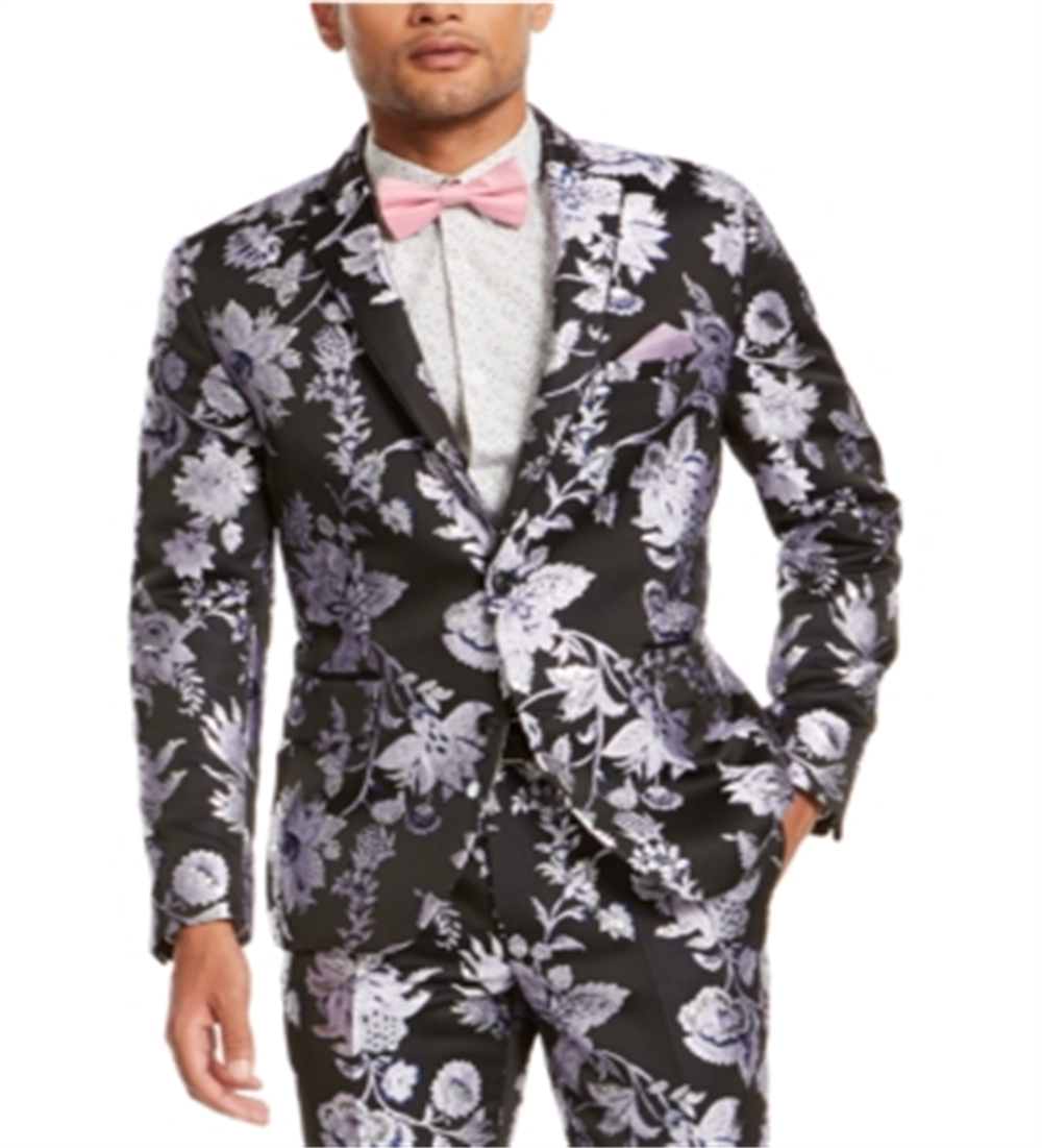 Blazer masculino slim fit floral jacquard preto tamanho XLT da INC International Concepts