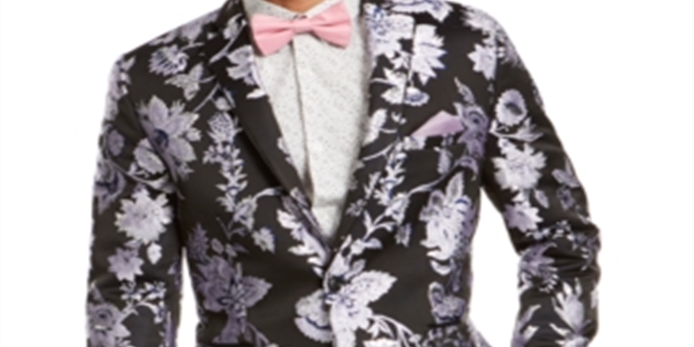 Blazer masculino slim fit floral jacquard preto tamanho XLT da INC International Concepts