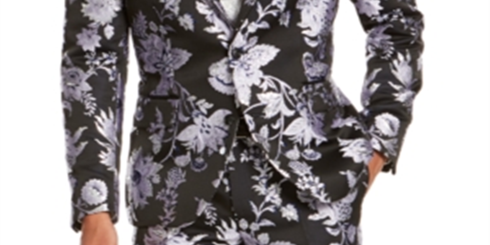 Blazer masculino slim fit floral jacquard preto tamanho XLT da INC International Concepts
