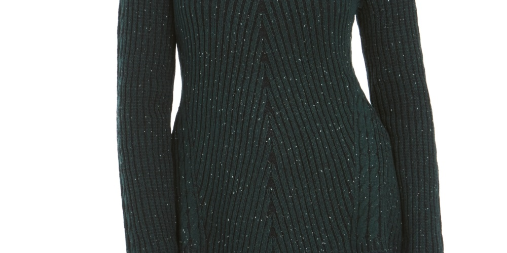 Suéter de malha canelada com bainha recortada estilo &amp; co feminino, verde, tamanho pequeno