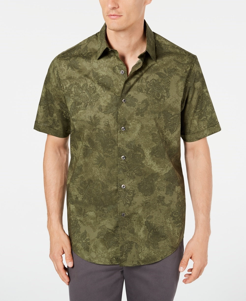 Camisa elástica aquarela Pennello masculina Tasso Elba, verde, tamanho médio
