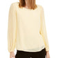 Blusa feminina Alfani com manga plissada, amarela, tamanho pequeno G