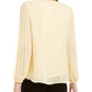 Blusa feminina Alfani com manga plissada, amarela, tamanho pequeno G
