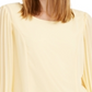 Blusa feminina Alfani com manga plissada, amarela, tamanho pequeno XL