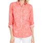 Camisa feminina Charter Club Artful Paisleys estampada em mistura de linho vermelha tamanho grande