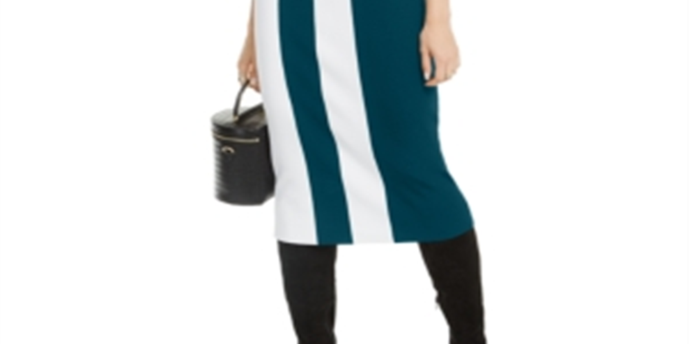Vestido suéter feminino com blocos de cores da INC International Concepts, azul-petróleo/preto, tamanho pequeno P/M