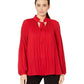 Ralph Lauren Georgette Top com decote em V, tamanho médio, vermelho