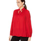 Ralph Lauren Georgette Top com decote em V, tamanho médio, vermelho