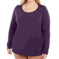 Karen Scott Suéter Plus Size Feminino com Botões e Ombros Roxo Tamanho 1X
