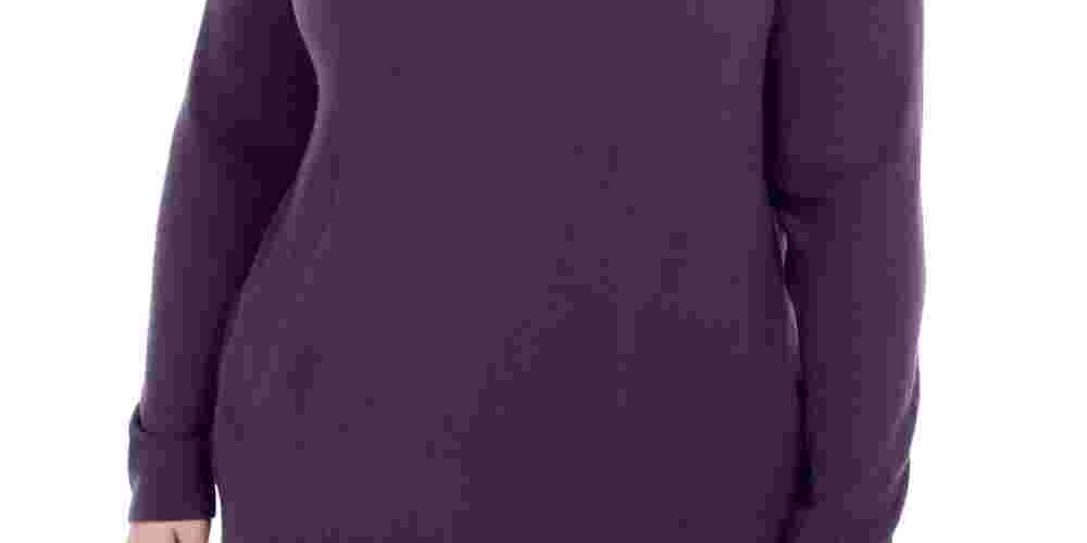 Karen Scott Suéter Plus Size Feminino com Botões e Ombros Roxo Tamanho 1X