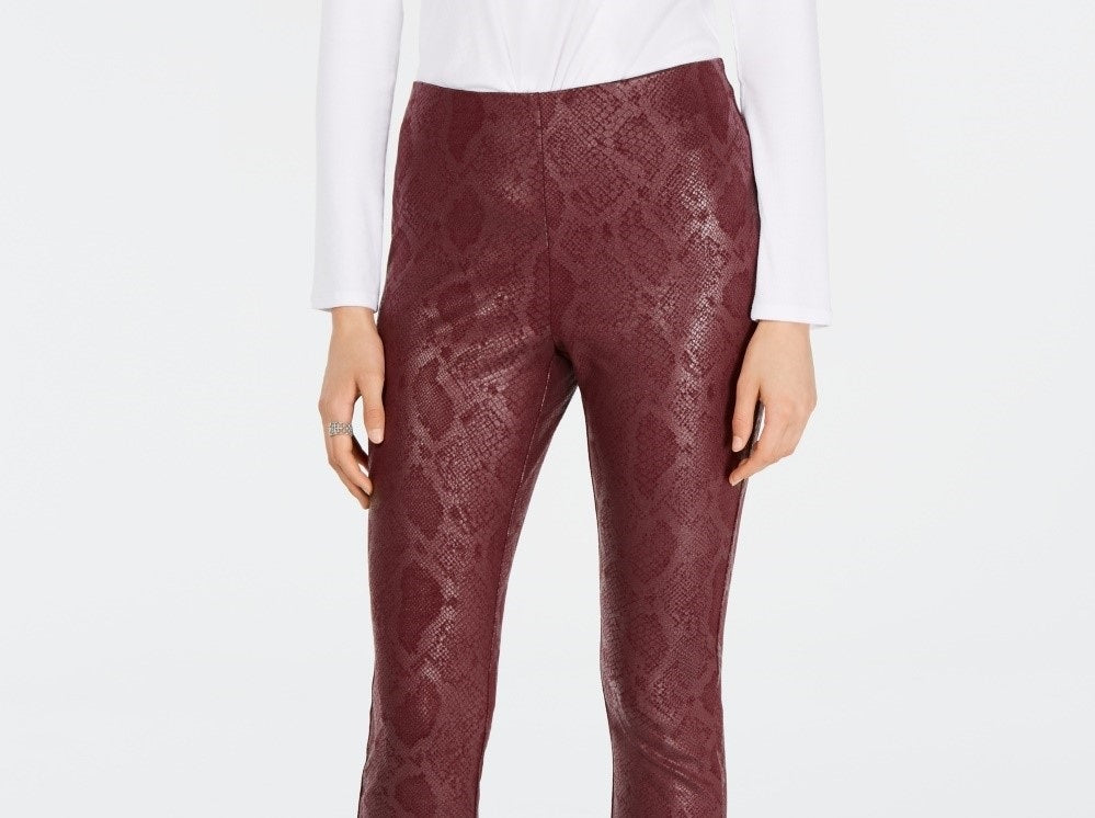 Calça skinny feminina com estampa de cobra da INC International Concepts, vermelha, tamanho 2
