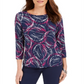 Blusa feminina estampada em jacquard, azul, tamanho médio, da coleção JM