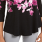 JM Collection Blusa feminina estampada com decote redondo, roxa, tamanho pequeno