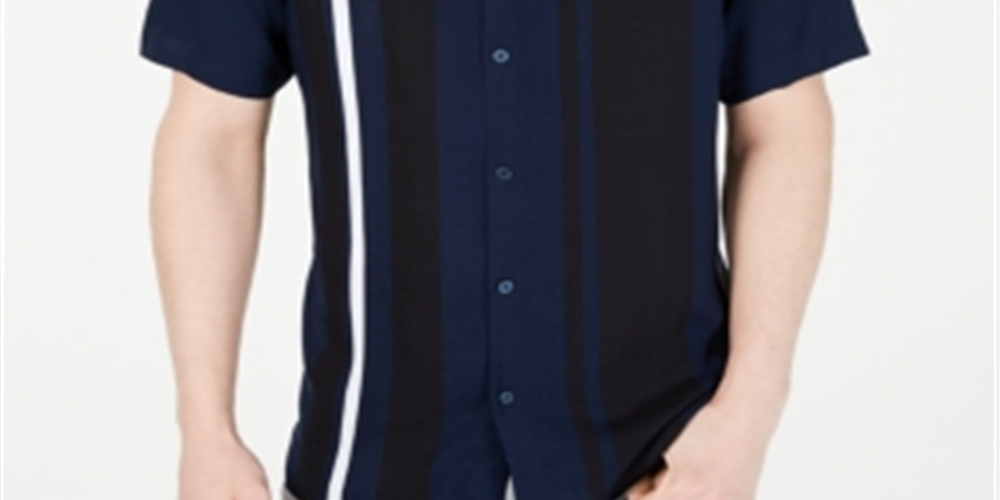 Camisa social masculina Alfani Classic Fit com gola azul, tamanho pequeno