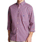 Camisa casual masculina Nautica com gola xadrez e botões - vermelha, tamanho médio