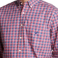 Camisa casual masculina Nautica com gola xadrez e botões - vermelha, tamanho médio