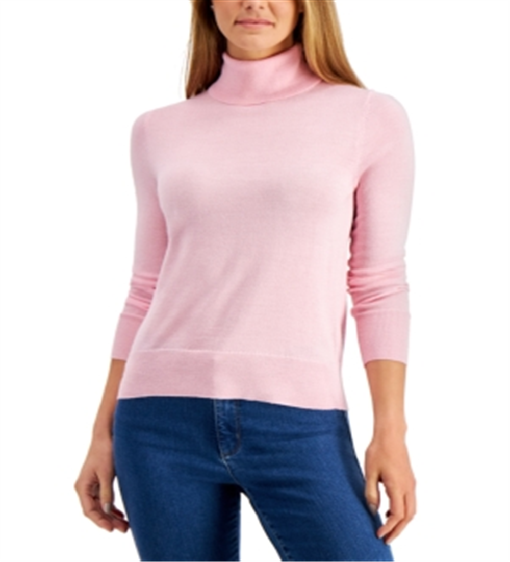Suéter feminino de gola alta Charter Club, rosa, tamanho pequeno