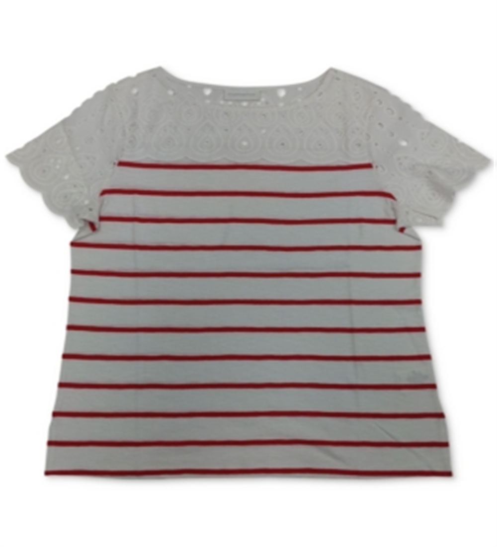 Charter Club Feminino Plus Listrado Ilhós Jugo Tricô Top Vermelho Tamanho 1X