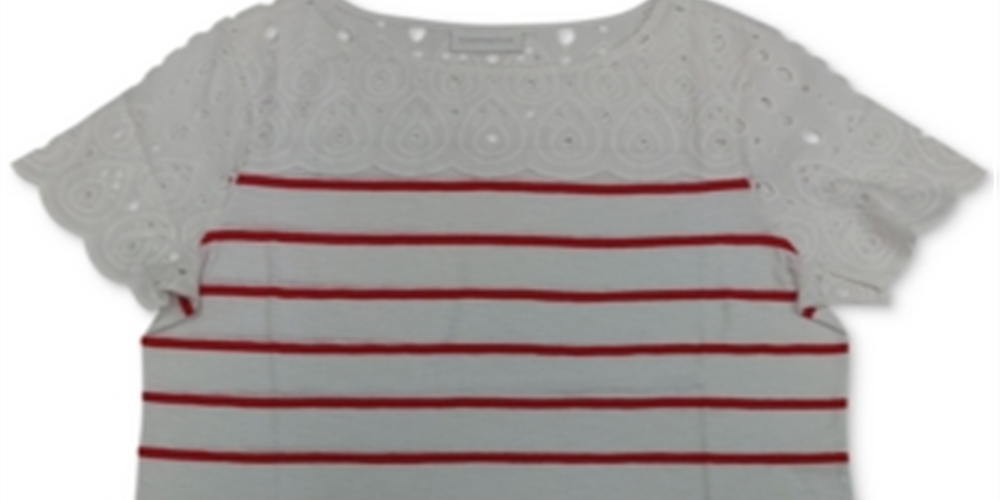 Charter Club Feminino Plus Listrado Ilhós Jugo Tricô Top Vermelho Tamanho 1X