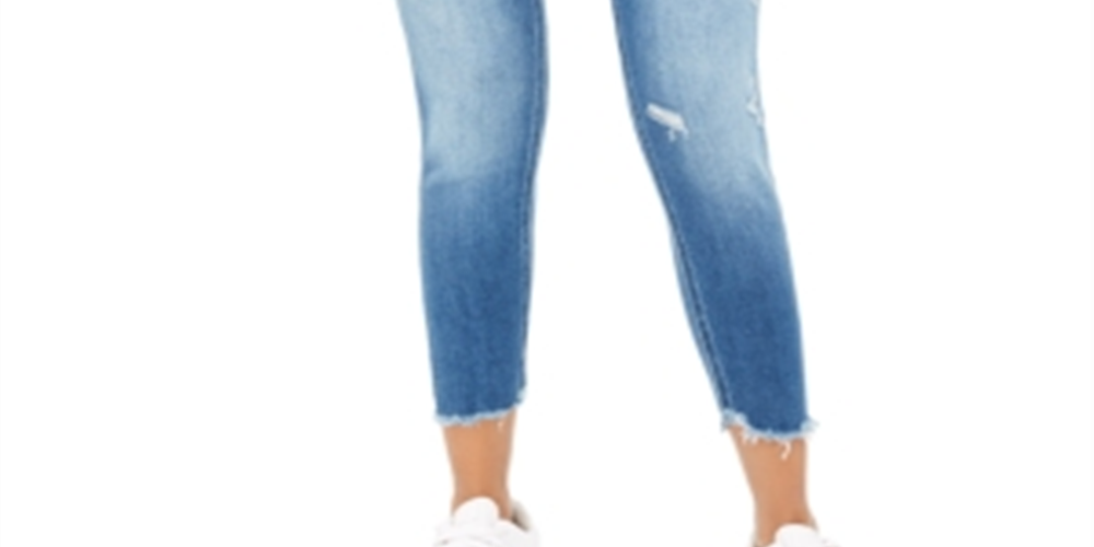 Calça jeans skinny feminina Flying Monkey, azul, tamanho 25, cropped e desgastada