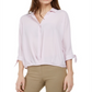 Blusa feminina Alfani com manga amarrada, roxa, tamanho pequeno, médio