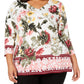 Charter Club Blusa Feminina Estampada Floral Branca Tamanho Pequeno Grande