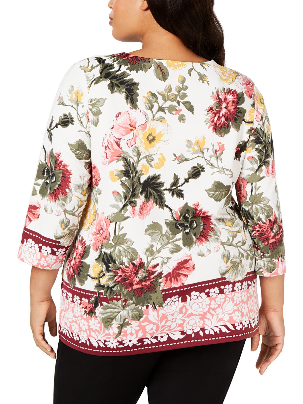 Charter Club Blusa Feminina Estampada Floral Branca Tamanho Pequeno Grande